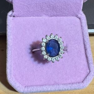 Elegant Sterling Silver Blue Sapphire Ring
